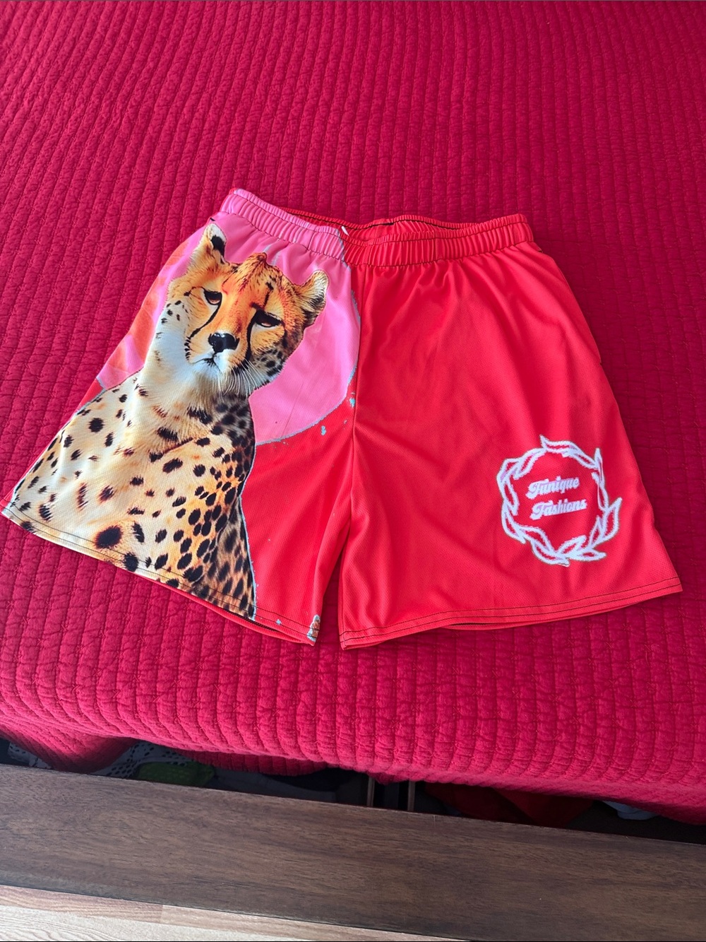 Red Cheetah Graphic Men’s Athletic Shorts by